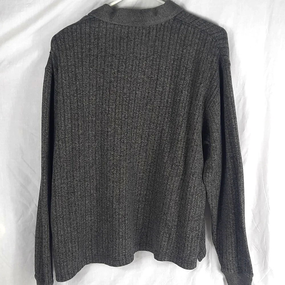 Pierre Cardin Mens Sweater Polo Shirt Medium Gray Long Sleeve